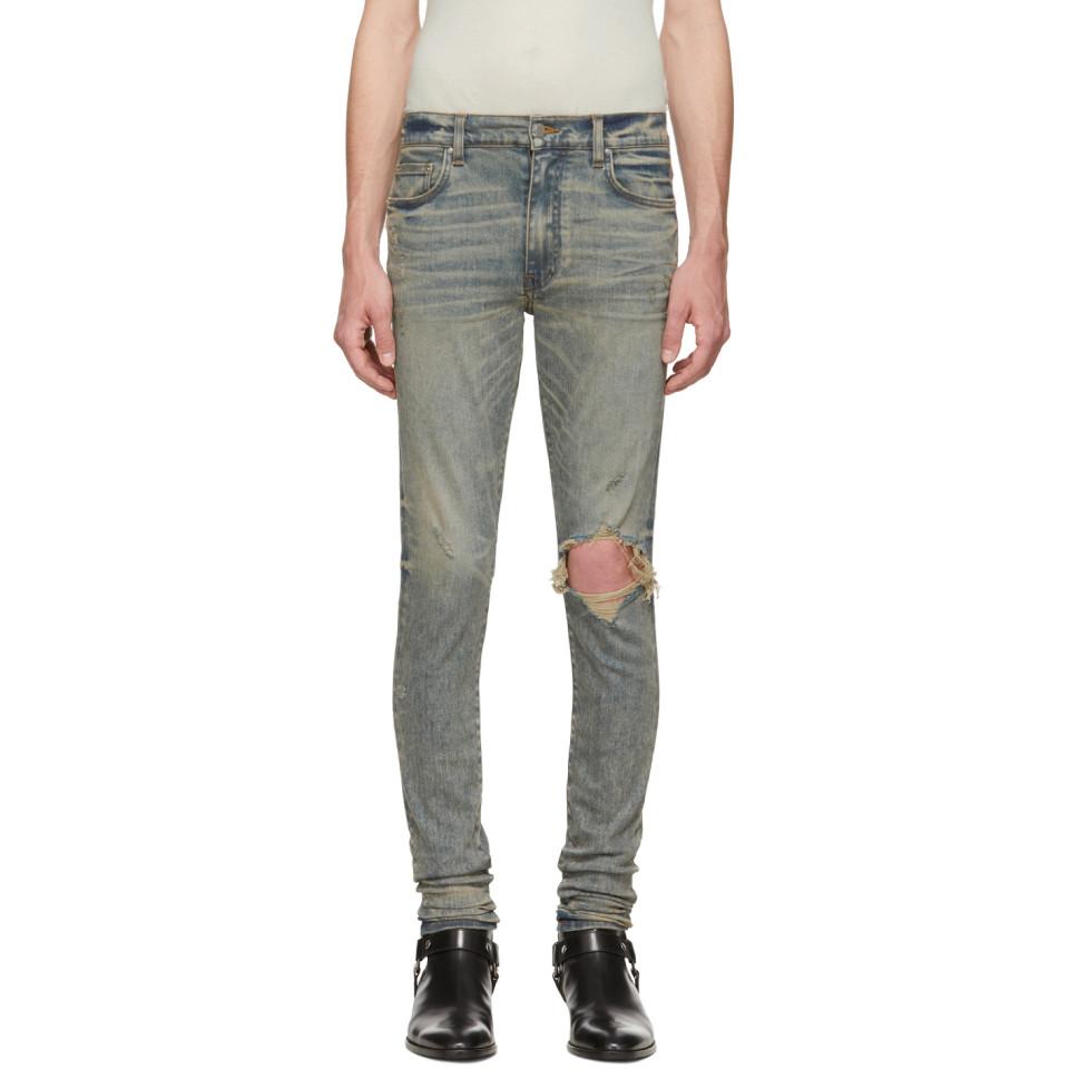 Download Amiri Denim Indigo Dirty Broken Jeans for Men - Lyst