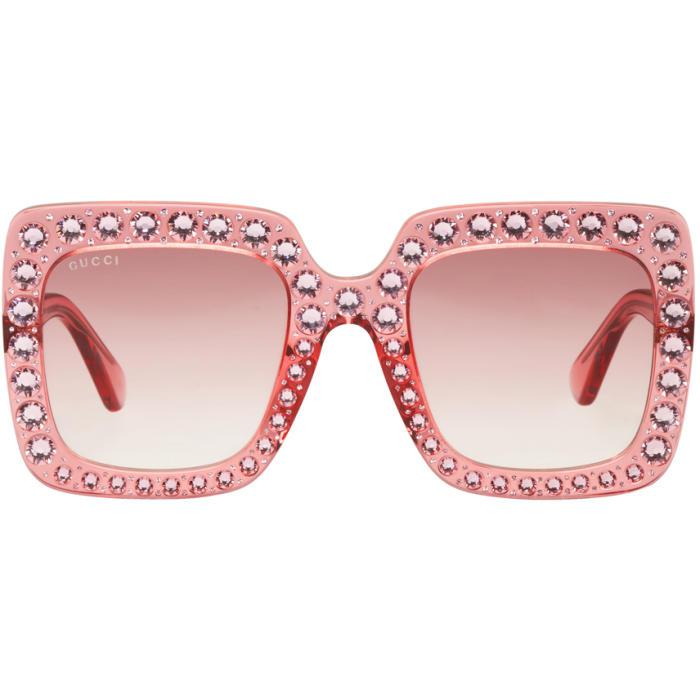 Lyst - Gucci Pink Oversized Crystal Sunglasses in Pink