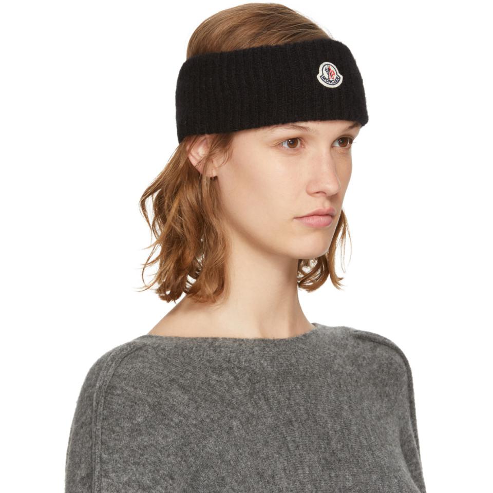 Download Lyst - Moncler Black Logo Headband in Black