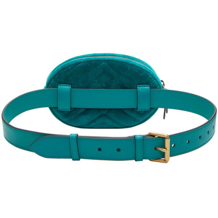Lyst - Gucci Blue Velvet Gg Marmont Matelassé Belt Bag in Blue