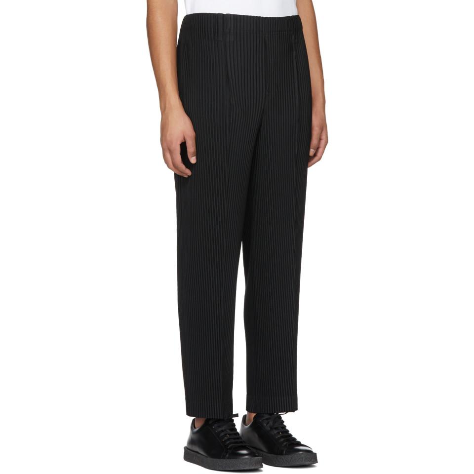 Lyst - Homme Plissé Issey Miyake Black Pleated Trousers in Black for Men