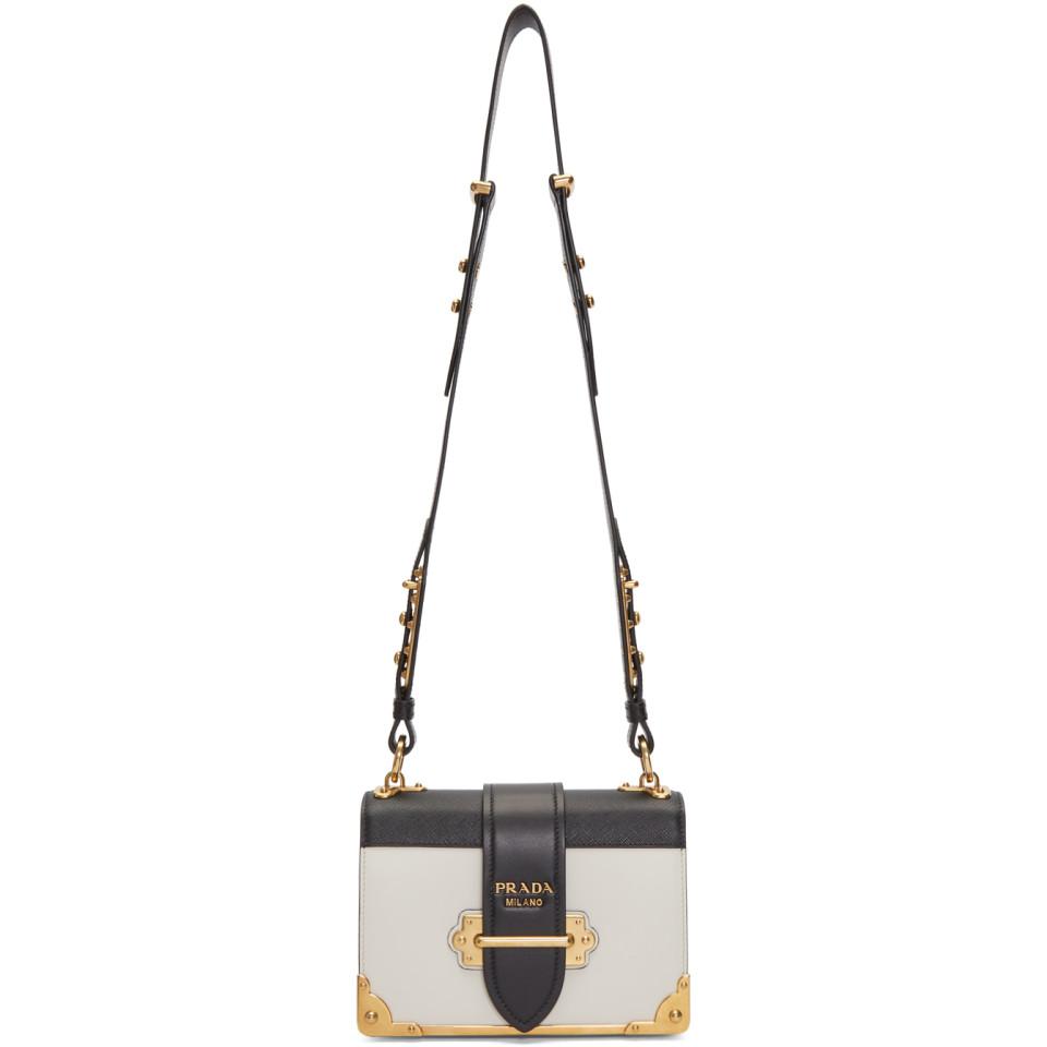 Prada White And Black Cahier Bag In Lyst Gallery