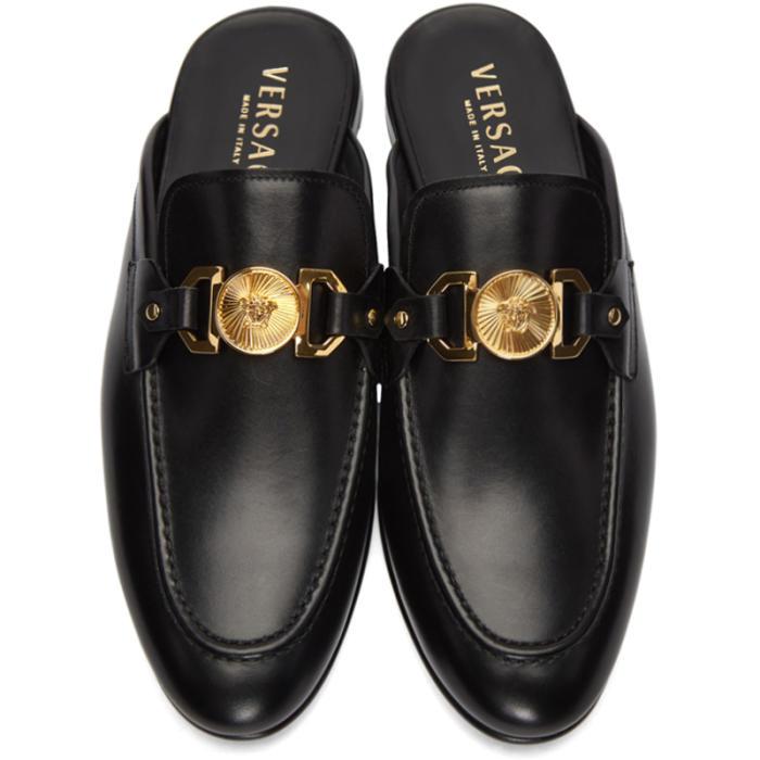 Lyst - Versace Black Slip-on Medusa Loafers in Black for Men