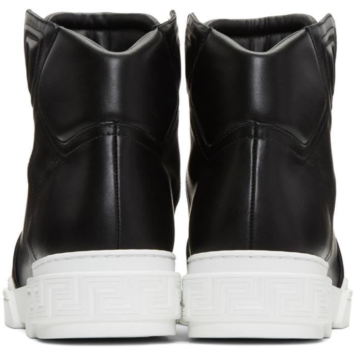 Versace Black Leather High-top Sneakers in Black for Men ...