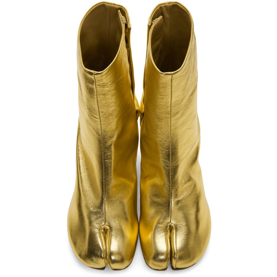 Maison Margiela Gold Tabi Boots in Metallic - Lyst