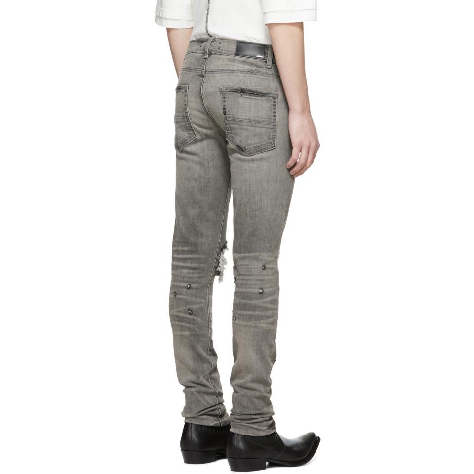 Amiri Denim Grey Broken Jeans in Gray for Men - Lyst