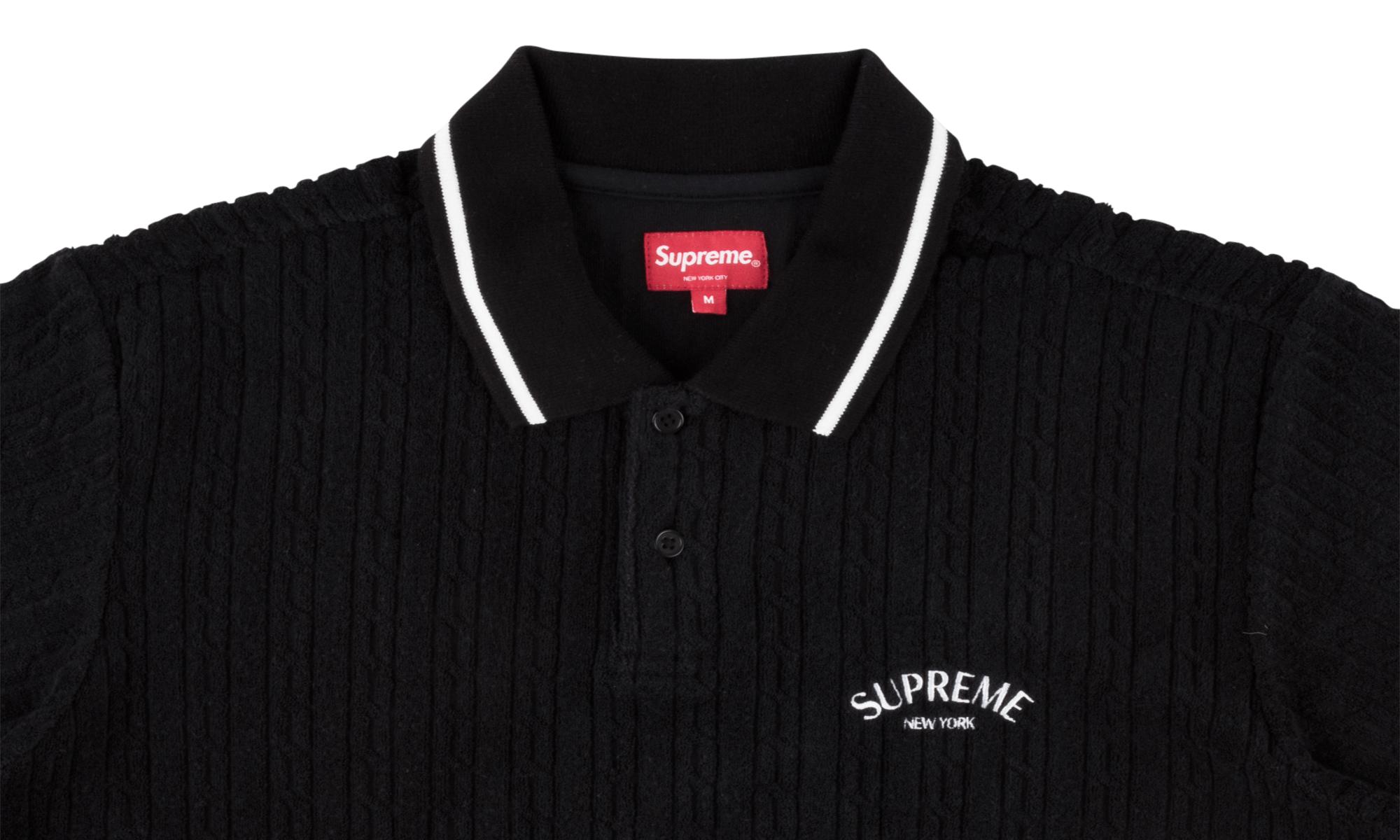 Supreme Cable Knit Terry Polo Shirt in Black for Men Lyst