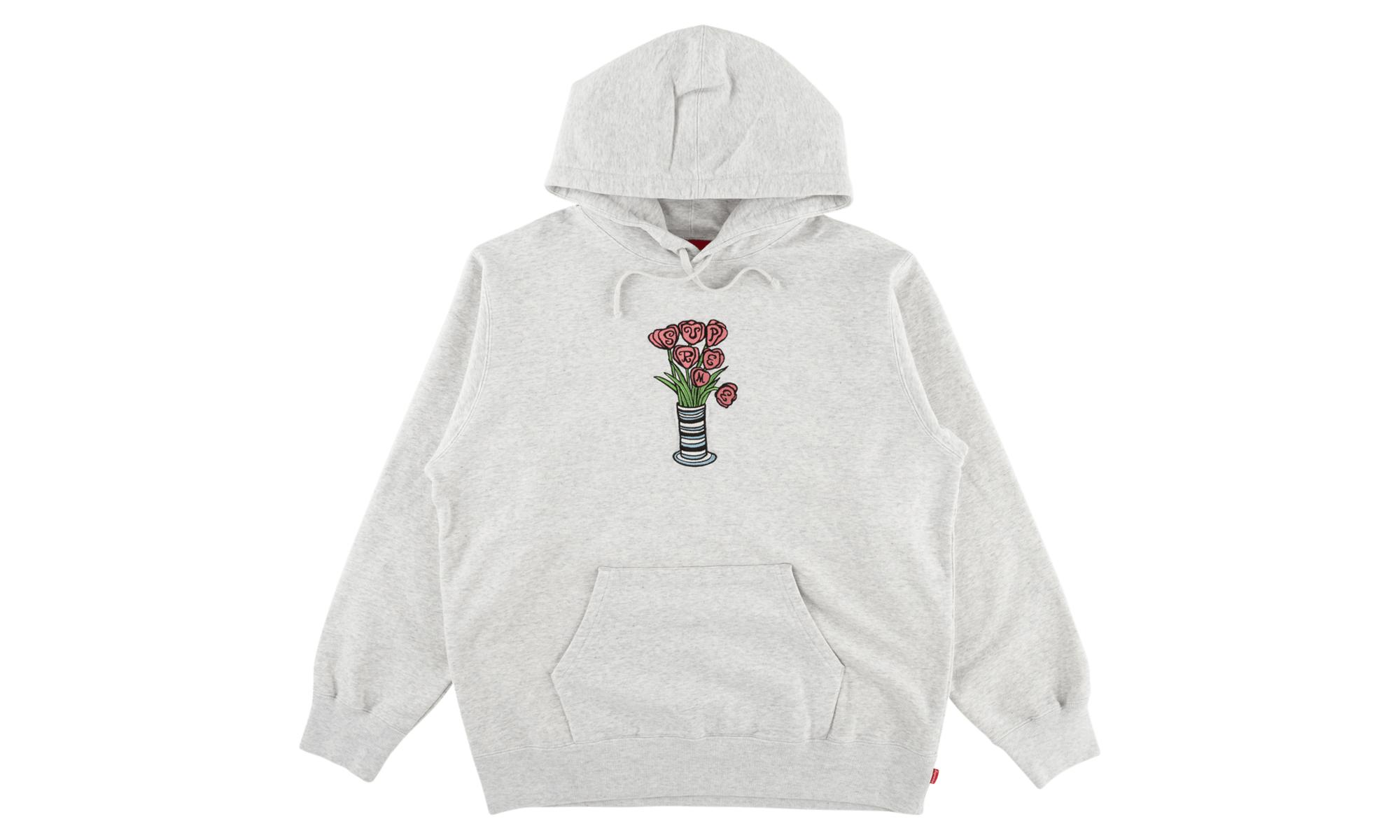 Supreme Flowers Hooded Sweatshirt in Gray for Men - Lyst
