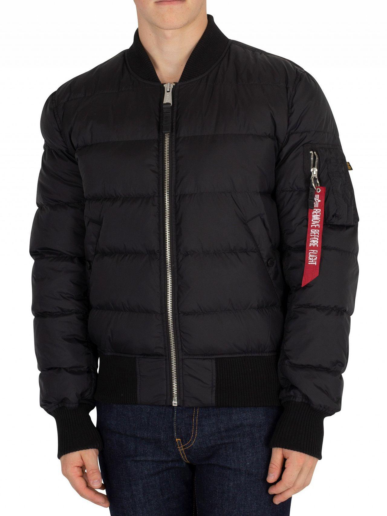 Alpha Industries Black Ma1 Puffer Bomber Jacket in Black for Men Lyst
