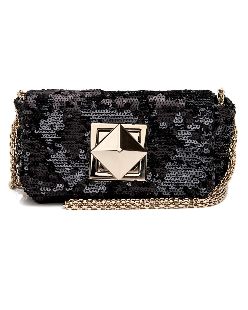 black sequin shoulder bag