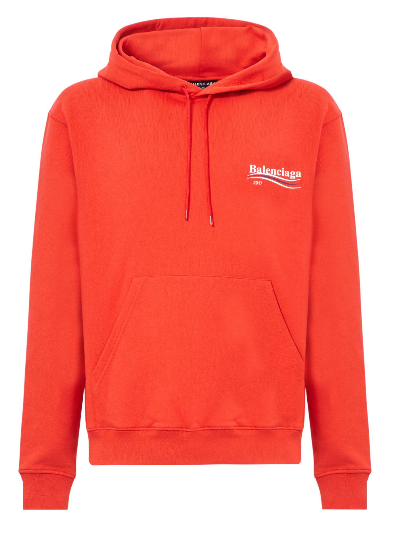 Lyst - Balenciaga Campaign Logo Cotton Hoodie in Red for Men