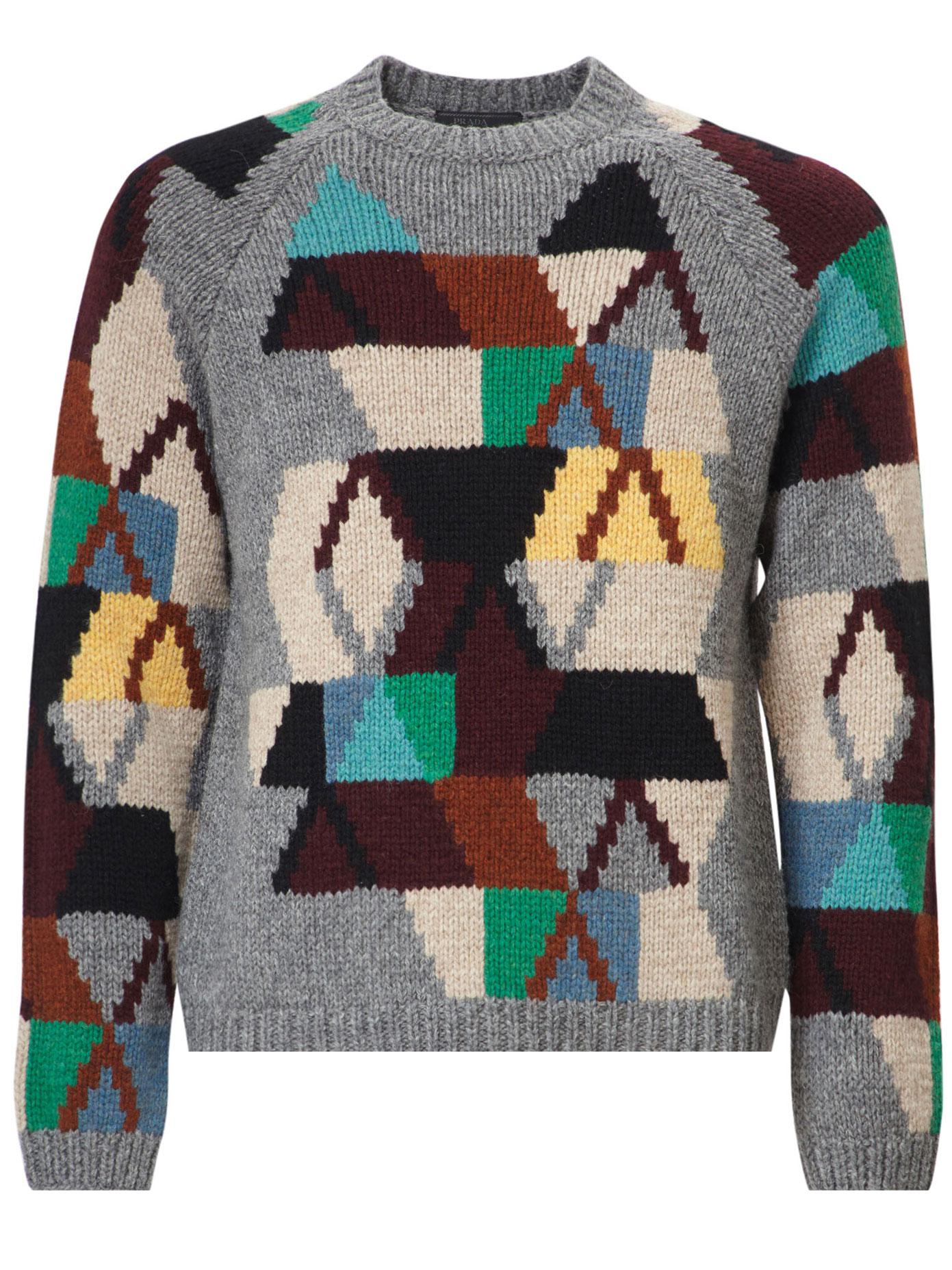 Lyst - Prada Handmade Geometric Pattern Wool Knit for Men