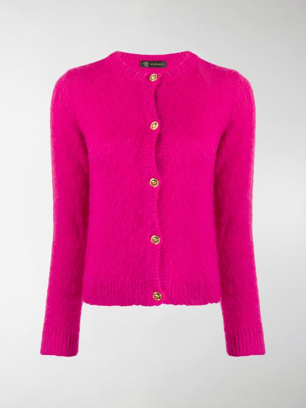 Versace Knitted Cardigan in Pink - Lyst