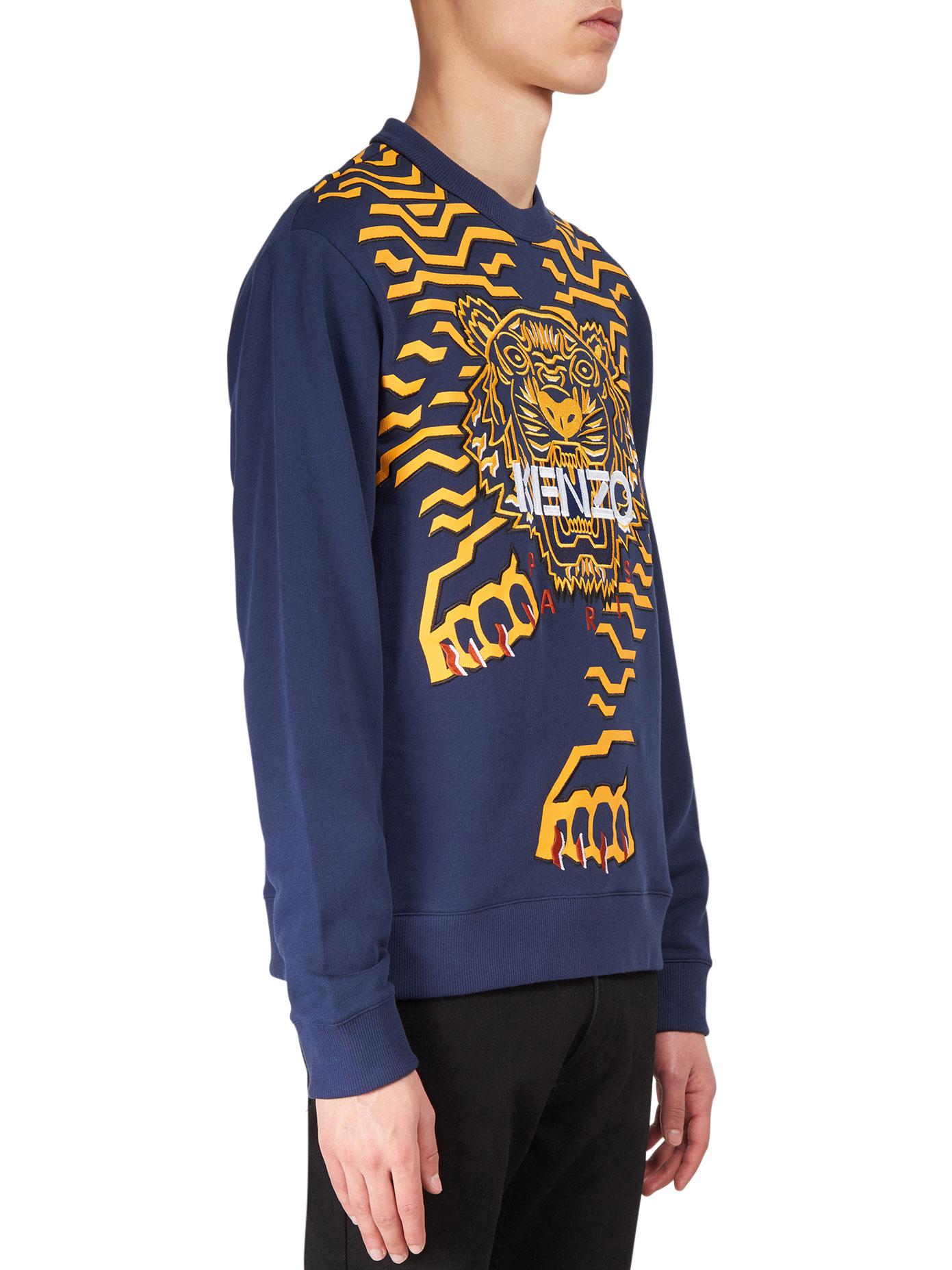 Men Cotton Tiger Classic Sweatshirt Geo Kenzo Lyst Blue In For hdxrsQCtB