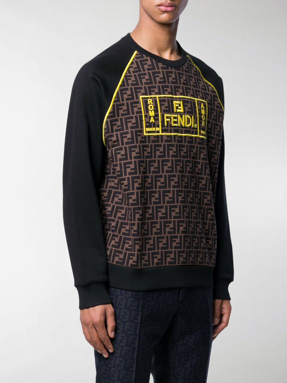 Fendi Cotton Ff Monogram Sweatshirt in Black for Men - Lyst