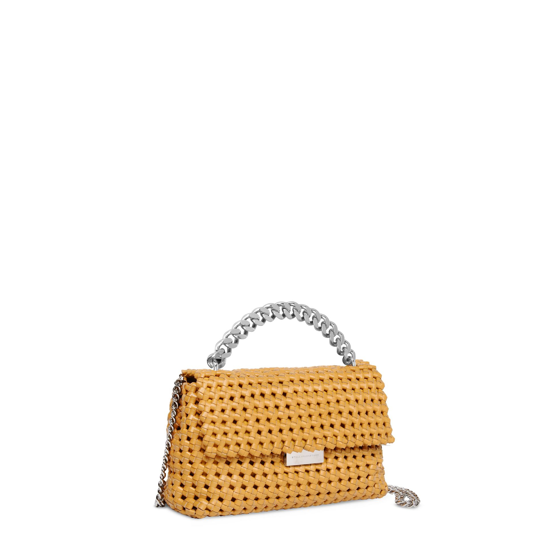 Lyst - Stella Mccartney Becks Small Woven Faux-Leather Shoulder Bag in Yellow