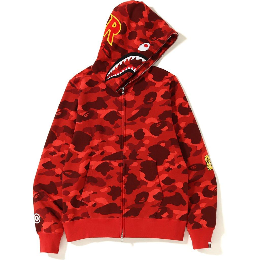 A Bathing Ape Color Camo 2nd Shark Full Zip Hoodie Red in Red for Men ...