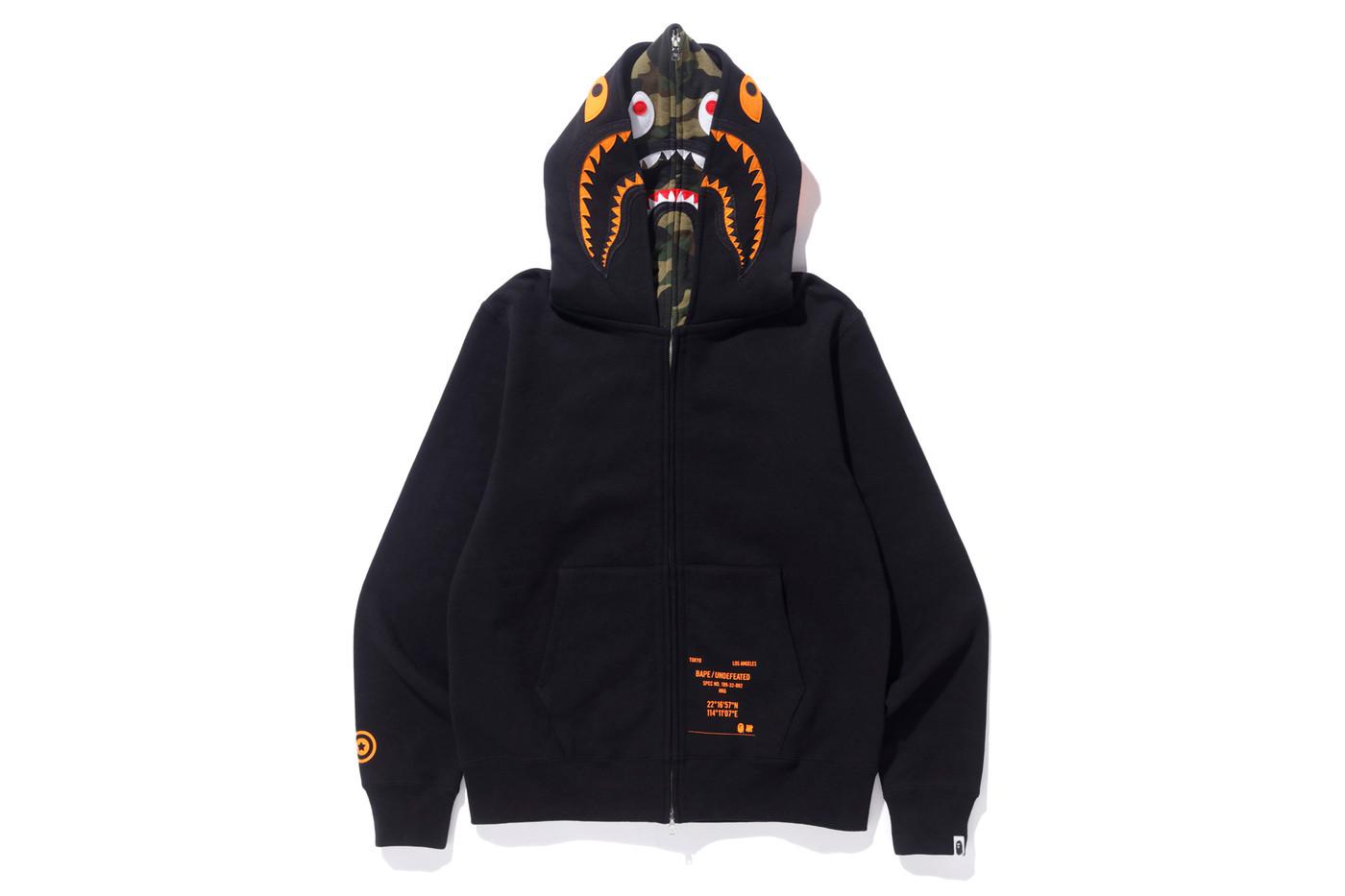 Lyst - A Bathing Ape X Undefeated Double Shark Full Zip Hoodie Black in ...