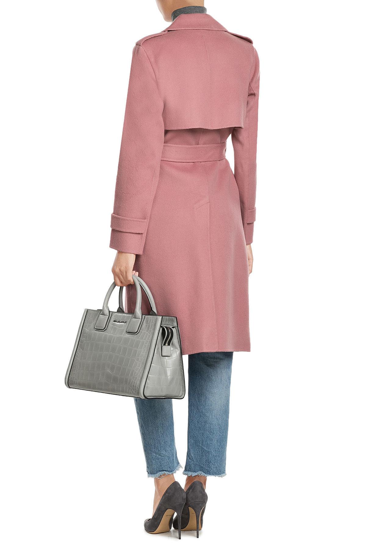Theory Belted Wool Coat in Pink Lyst