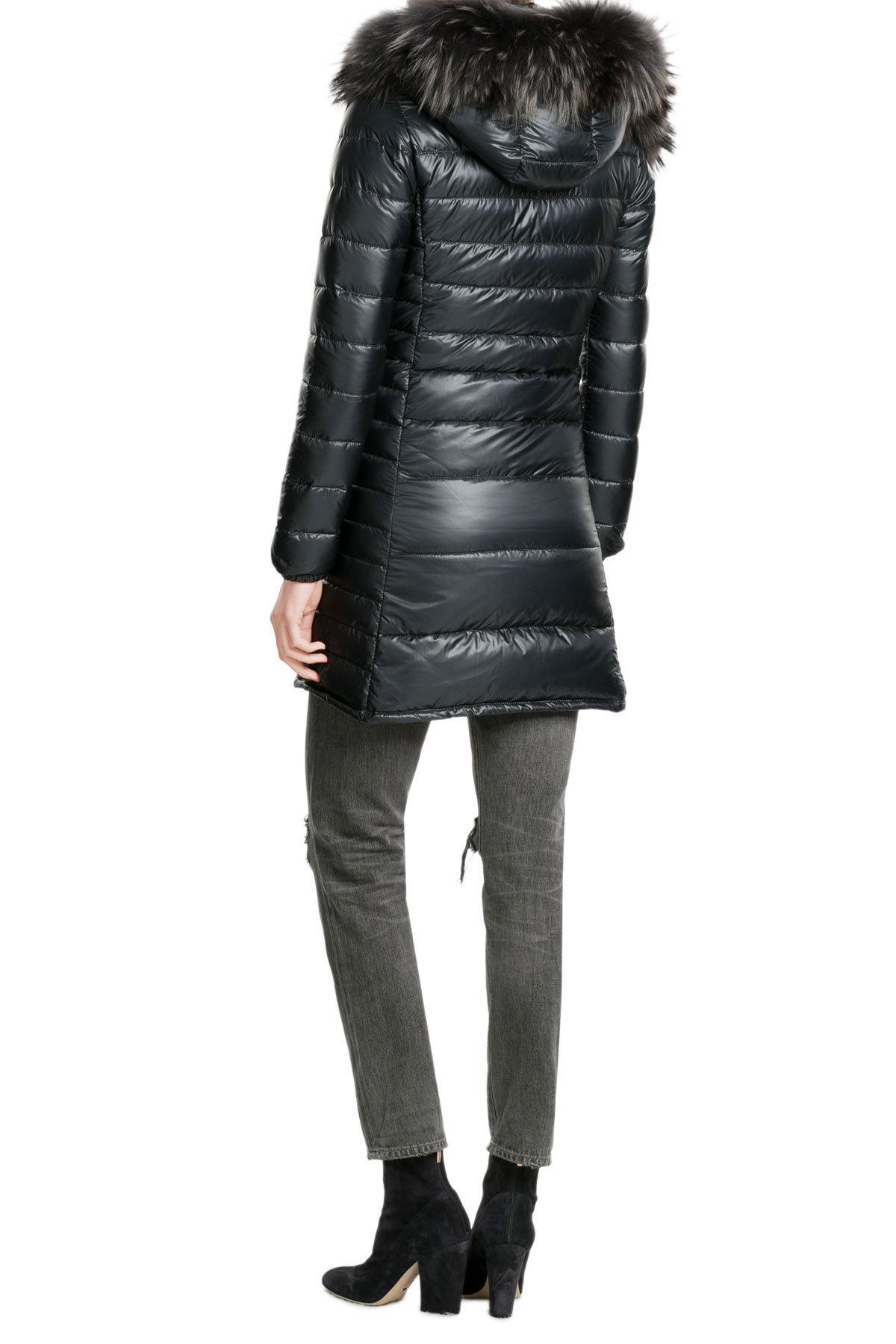 Duvetica Quilted Down Jacket With Fur Trim in Black | Lyst