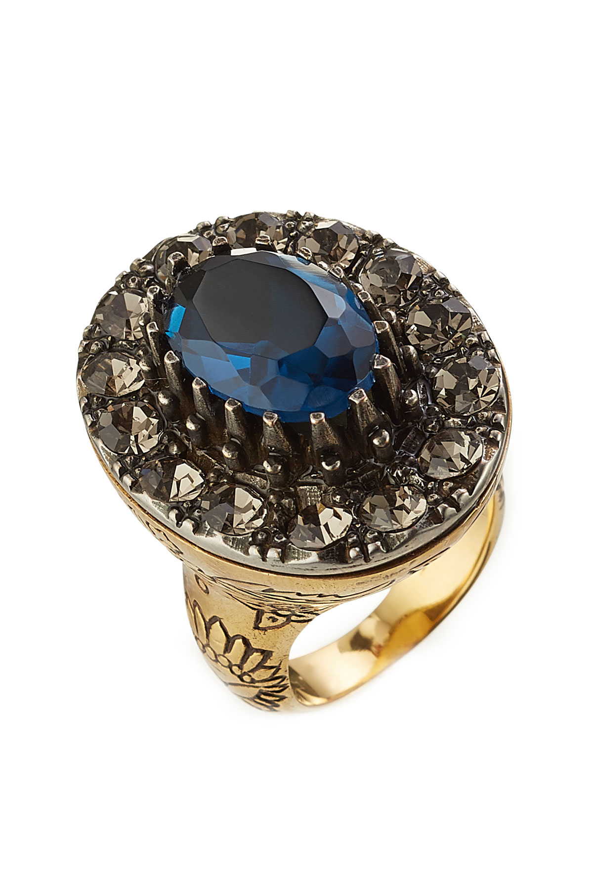 Alexander mcqueen Embellished Cocktail Ring - Gold in Black | Lyst
