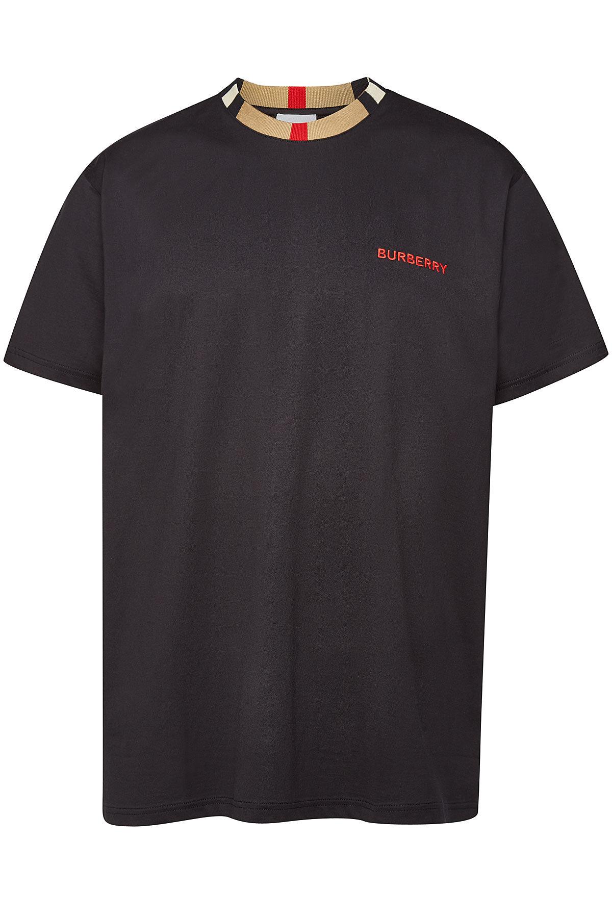 Burberry Jayson Embroidered Cotton T-shirt in Black for Men - Lyst