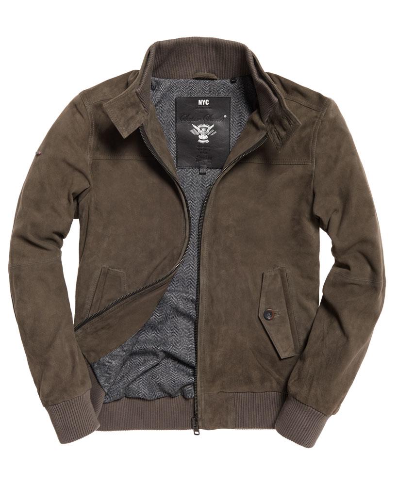 Download Lyst - Superdry Premium Suede Harrington Jacket in Gray ...