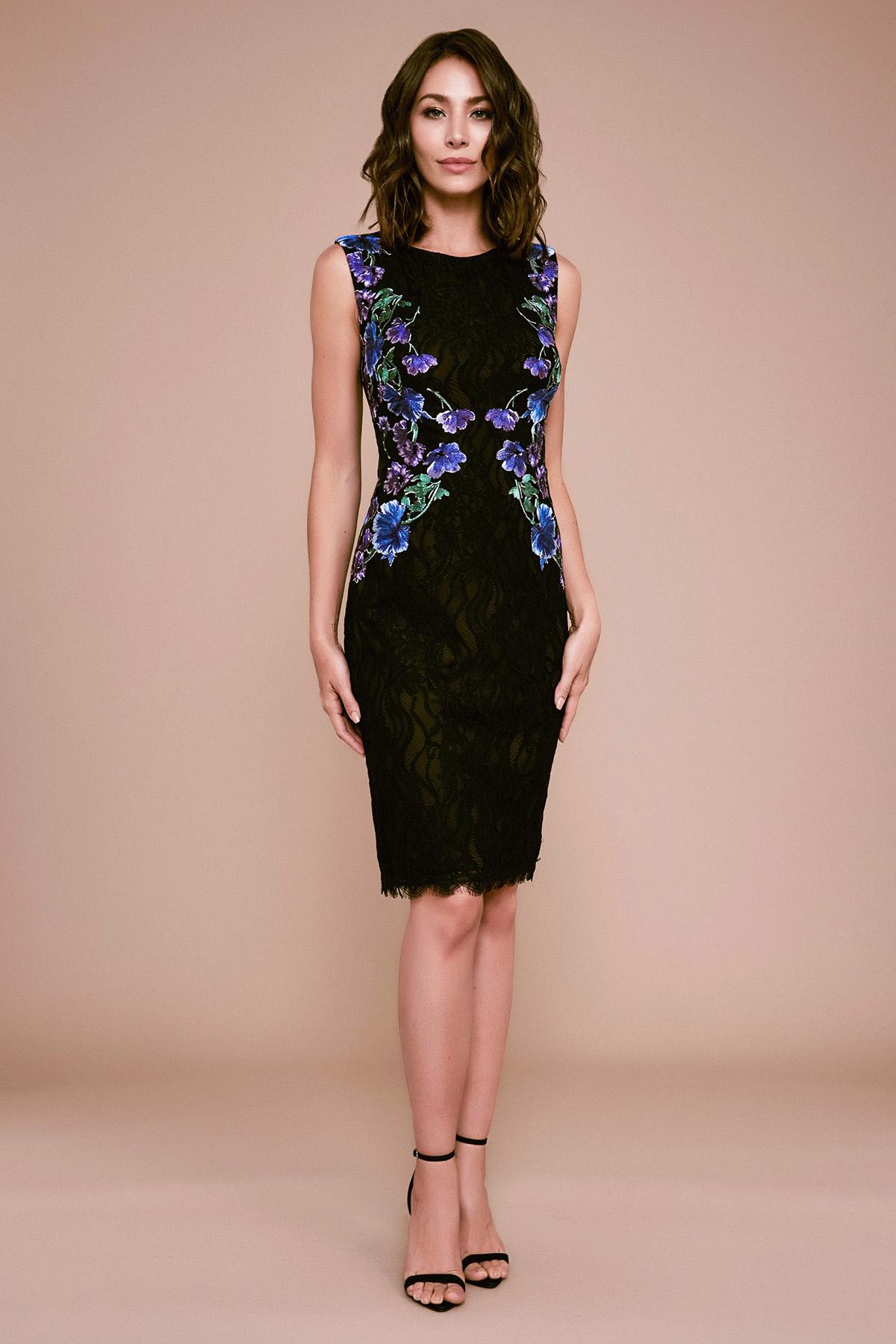 Tadashi Shoji Samar Floral Embroidered Lace Dress in Black Lyst