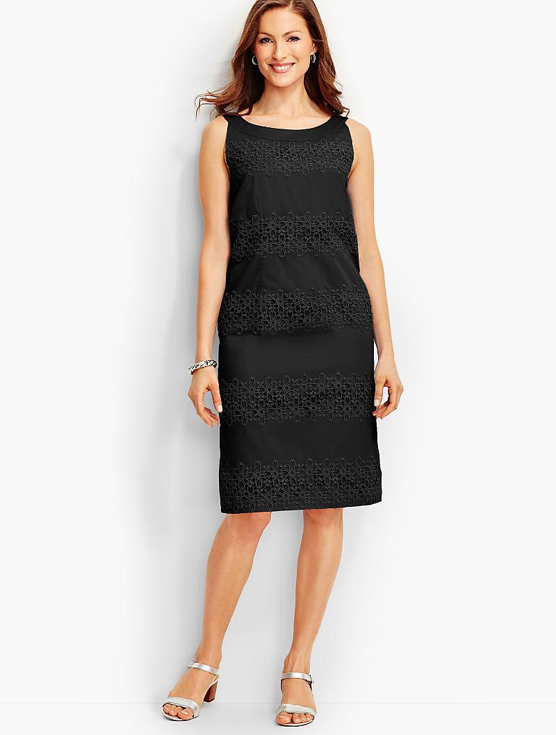 Lyst Talbots Fl Lace Trimmed Sheath Dress In Black Gallery Women S Lace Dresses