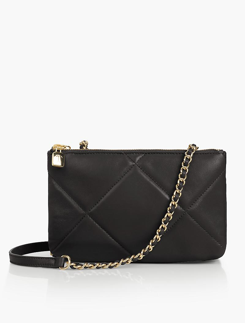 Lyst - Talbots Quilted Leather Crossbody Bag in Black