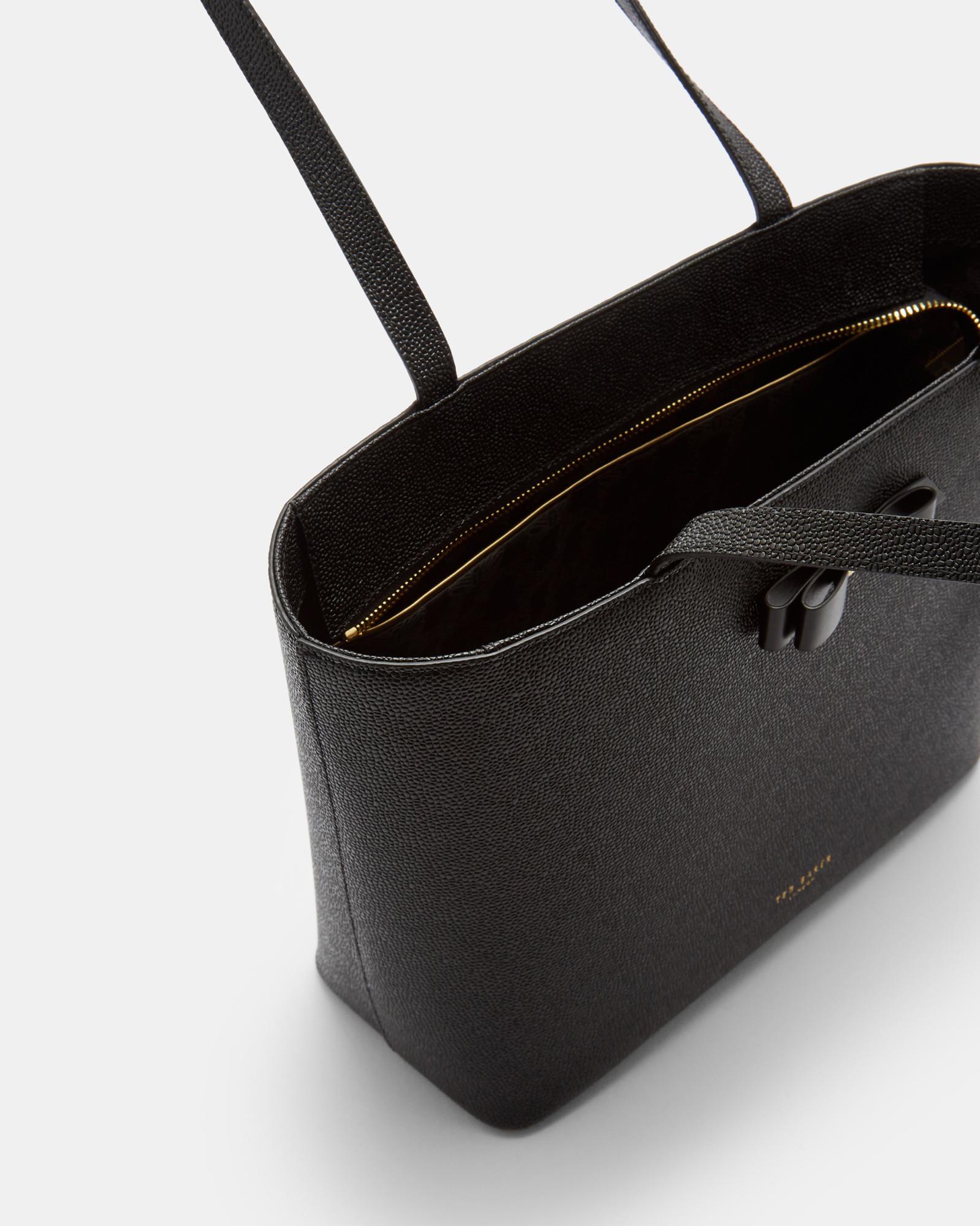 Ted Baker Bow Detail Leather Shopper Bag in Black - Lyst