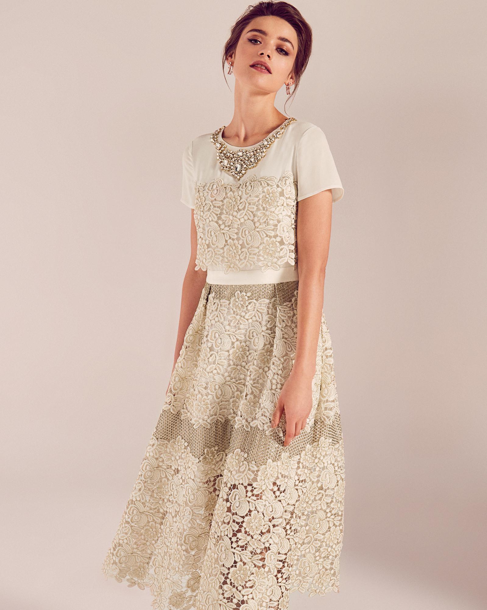 Ted Baker Embellished Lace Wedding Dress In Natural Lyst Gallery
