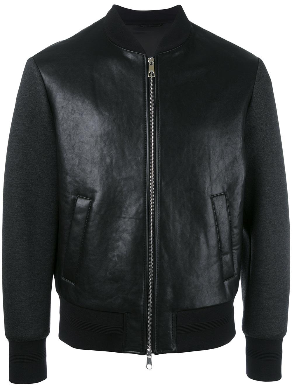 Neil barrett Leather Bomber Jacket in Black for Men | Lyst