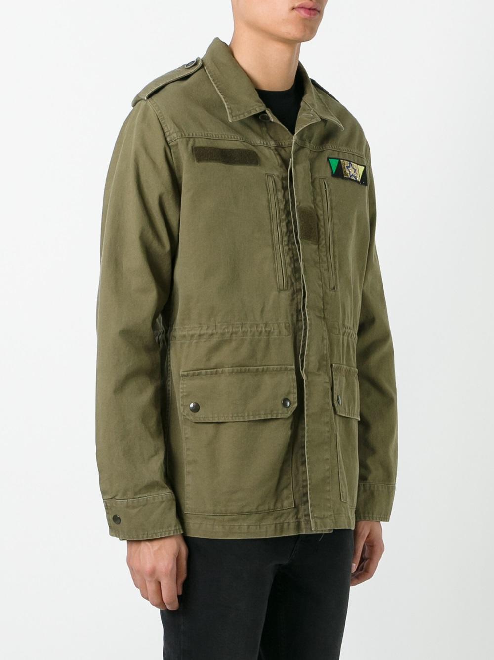 Saint Laurent Sweet Dreams Shark Patch Military Jacket in Green for Men ...