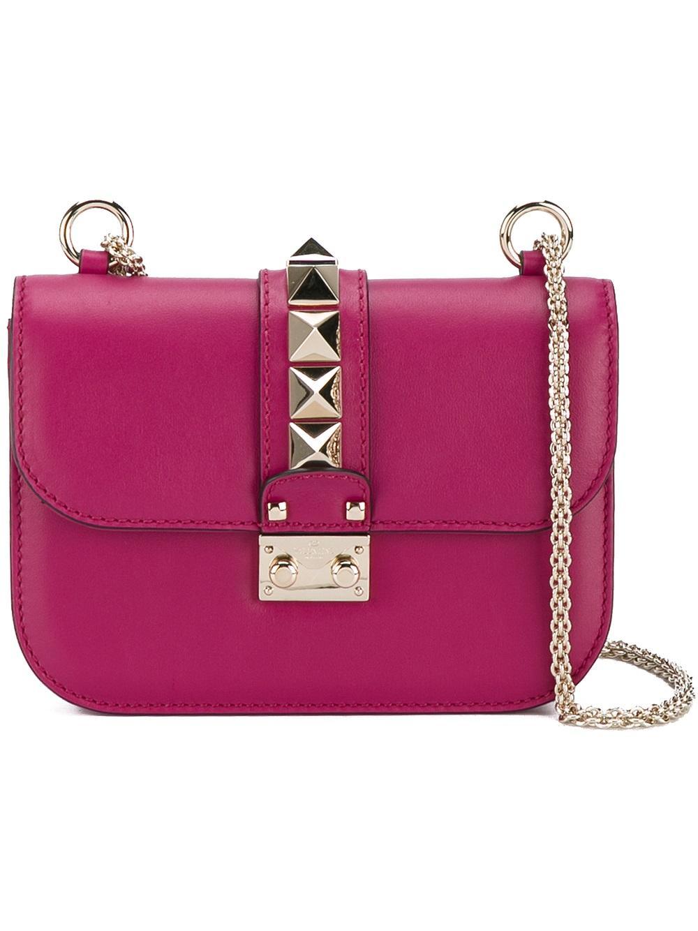 Lyst - Valentino Lock Small Leather Shoulder Bag in Purple