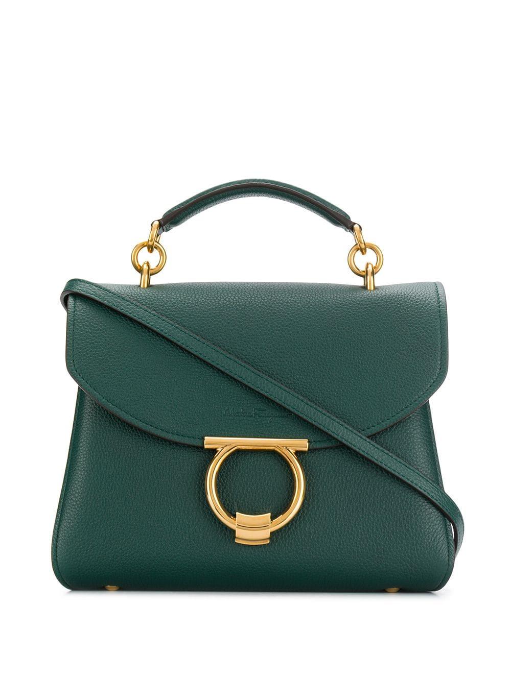 Ferragamo Small Margot Leather Top Handle Bag in Green - Save 20% - Lyst