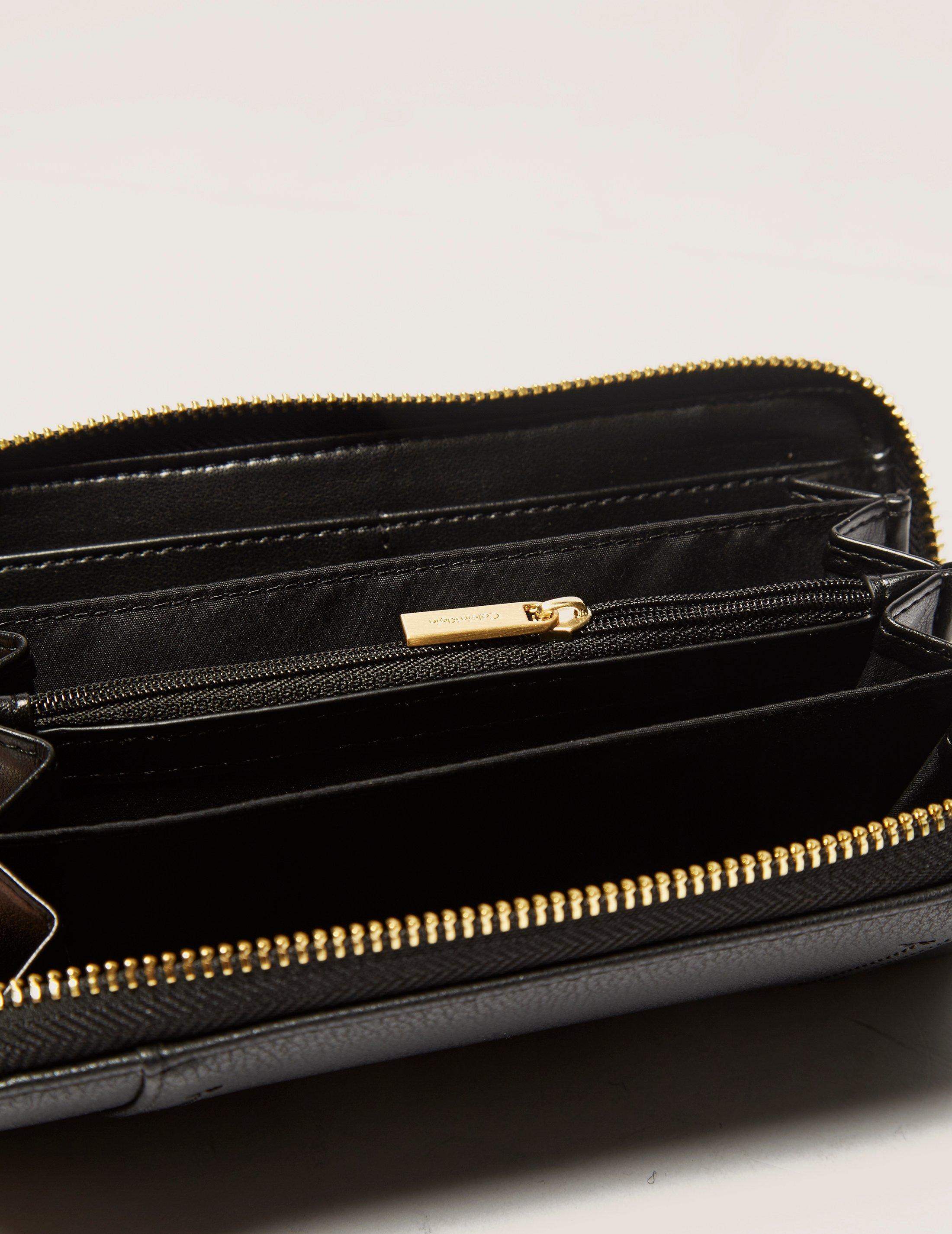 Calvin klein Large Zip Purse in Black | Lyst