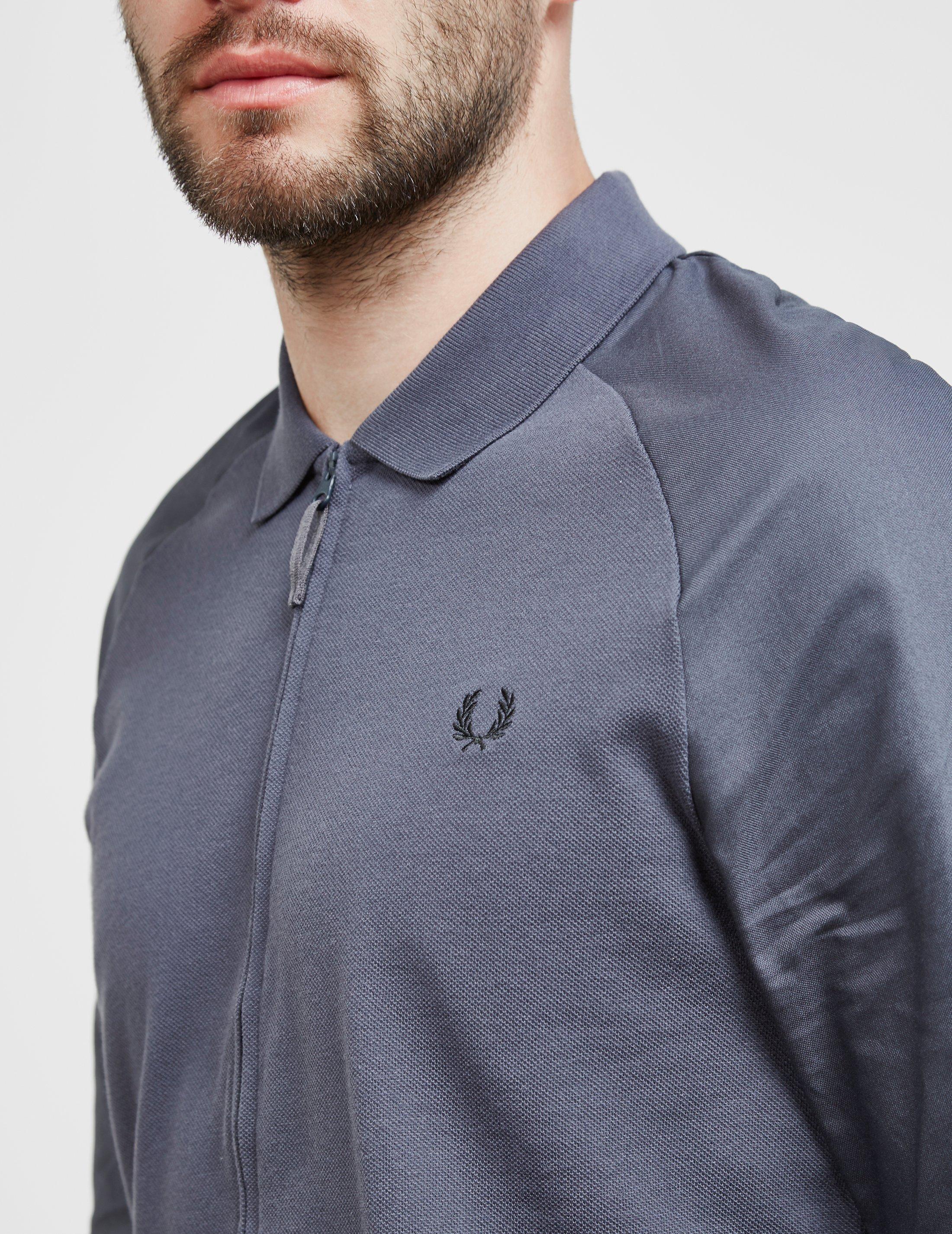 Lyst - Fred Perry Mens Raglan Full Zip Long Sleeve Shirt Grey in Gray ...