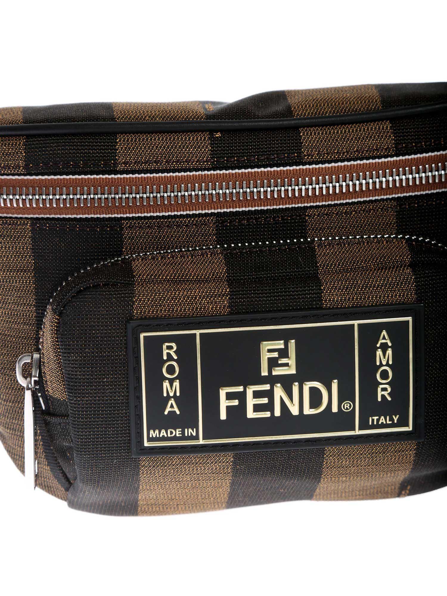 Fendi Jaquard Fabric Waist Bag In Brown in Brown for Men - Lyst