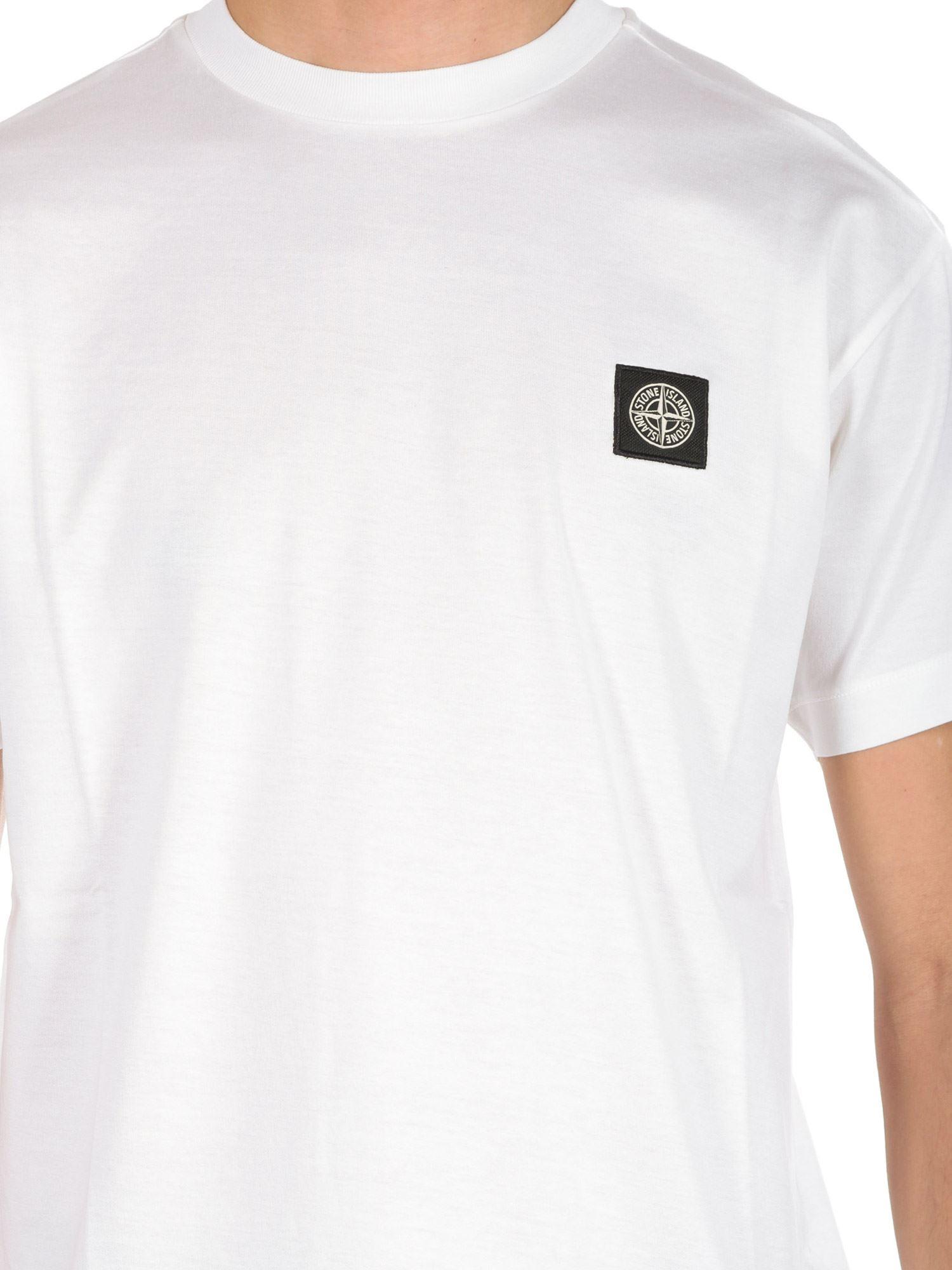 Lyst - Stone Island White T-shirt With Logo Patch in White for Men