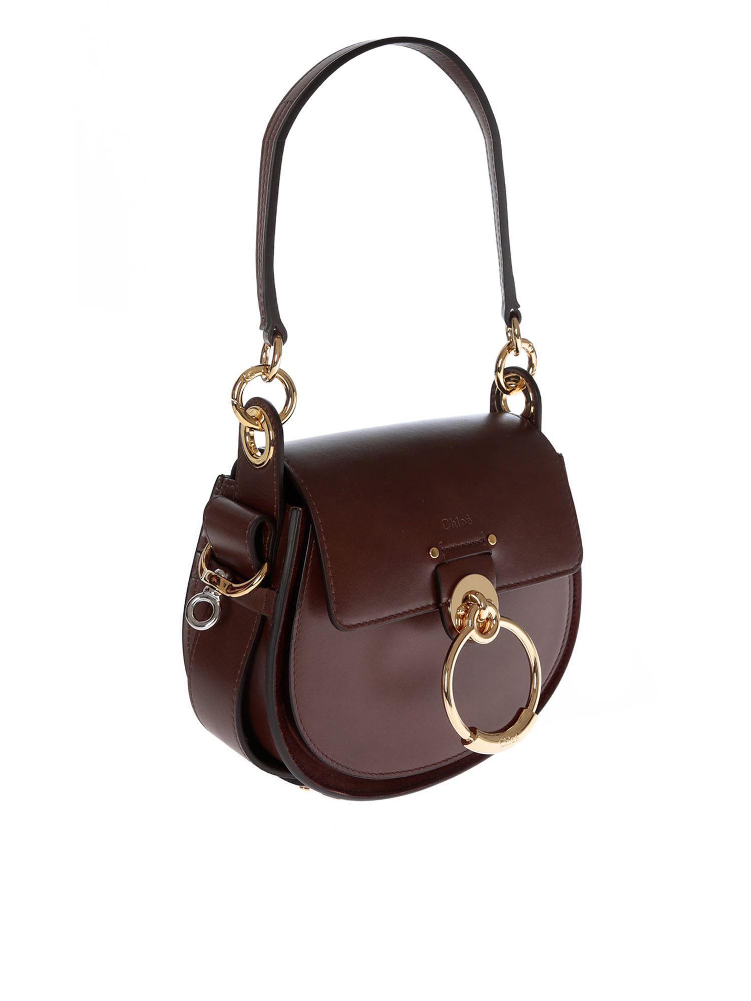 Chloé Tess Small Shoulder Bag In Sharp Brown in Brown - Lyst