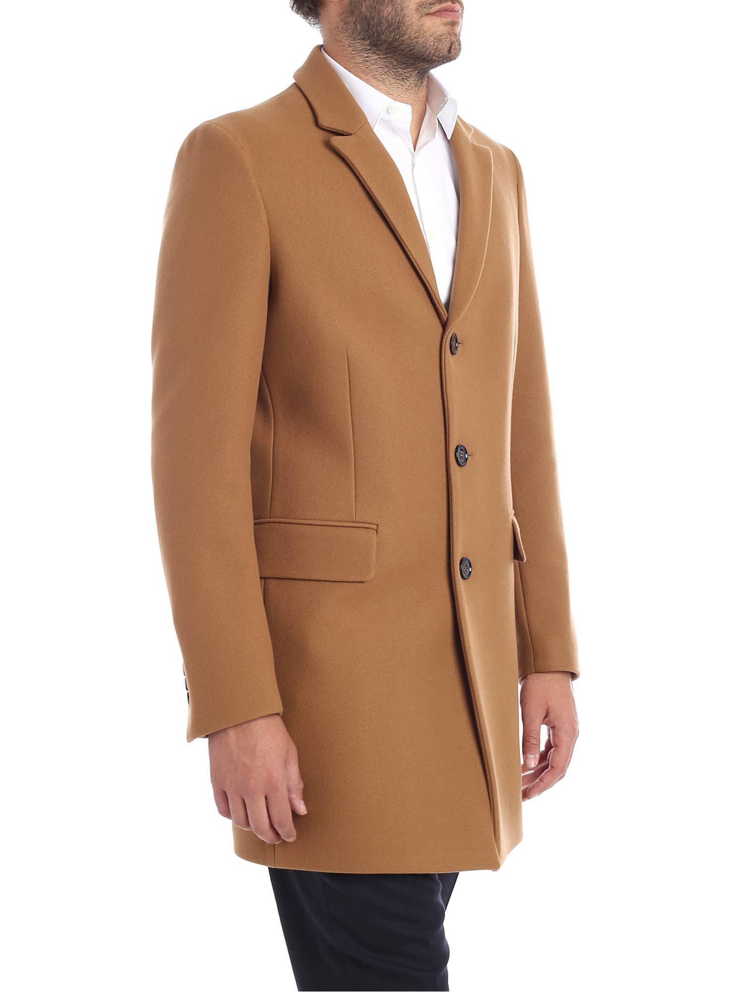 Lyst - Dondup Camel-colored Single-breasted Coat in Natural for Men