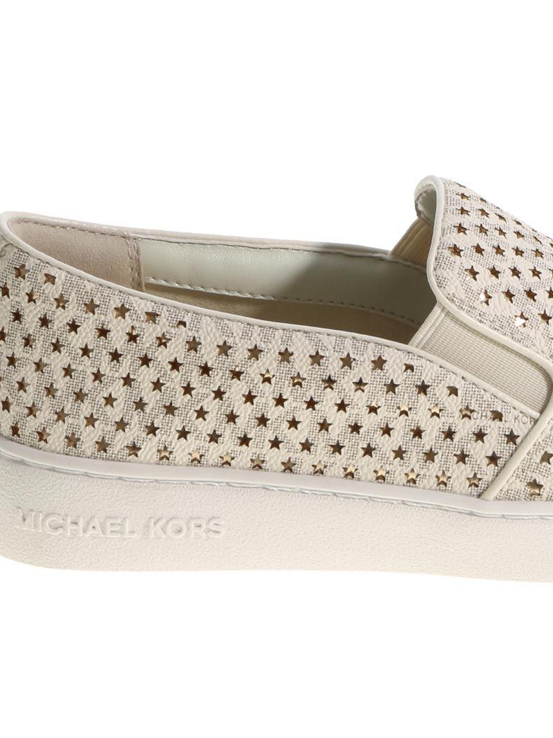 Lyst Michael Kors Cream Colored Keaton Slip On With Golden Stars Gallery