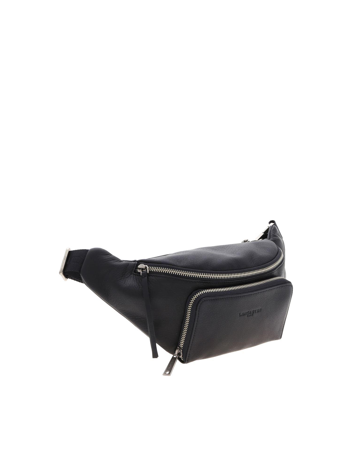 Lancaster Paris Waist Bag In Black Leather With Engraved Logo - Lyst