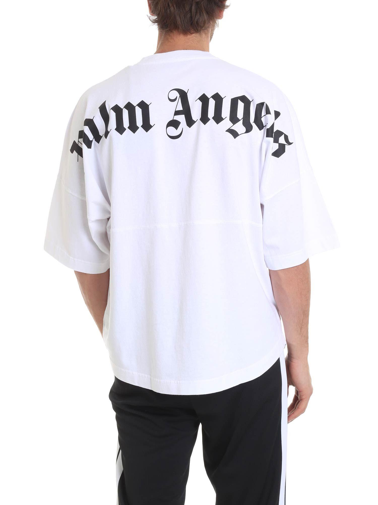 Palm Angels Oversize T-shirt In White With Logo Prints in White for Men