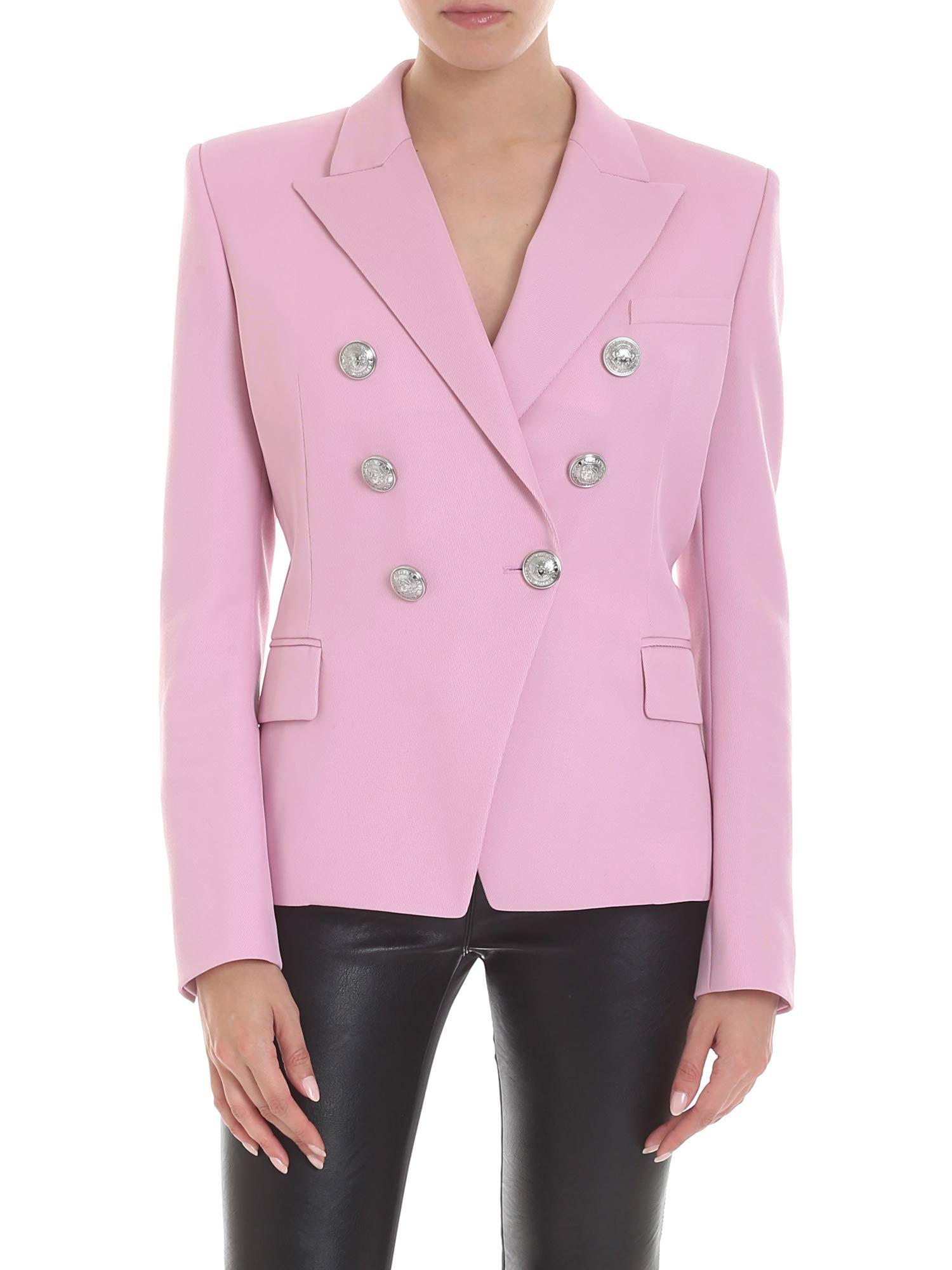 Lyst - Balmain Double-breasted Jacket In Pink in Pink