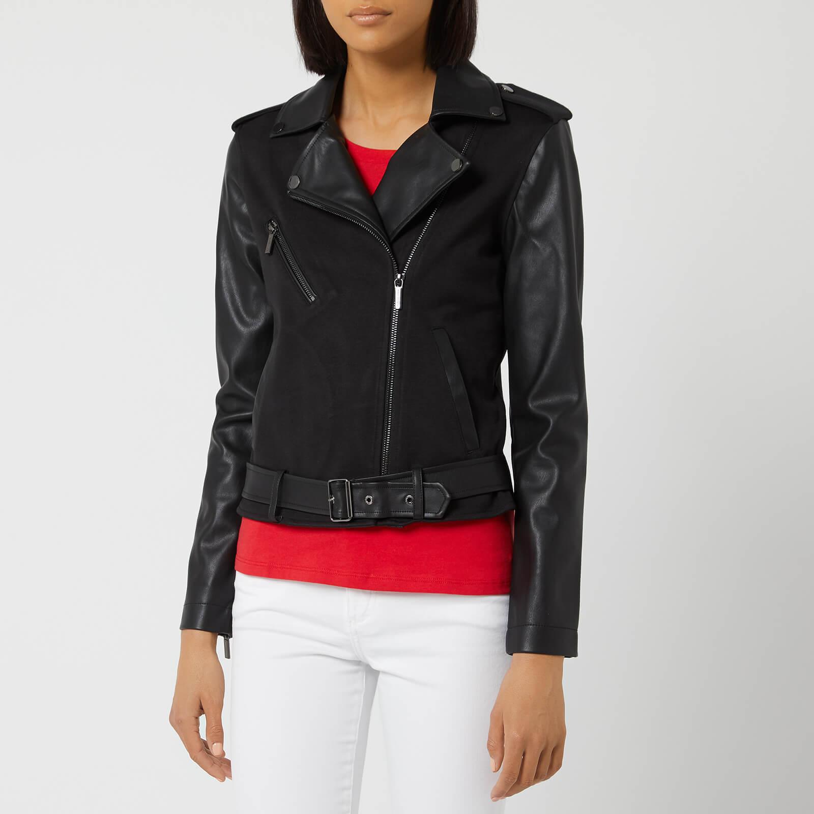 Armani Exchange Jersey Biker Jacket In Black Lyst Armani Exchange Women S Black Jersey Biker Jacket
