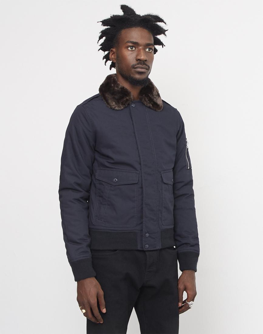 Lyst - Schott Nyc Zipped Pile Collar Flight Jacket Navy in Blue for Men