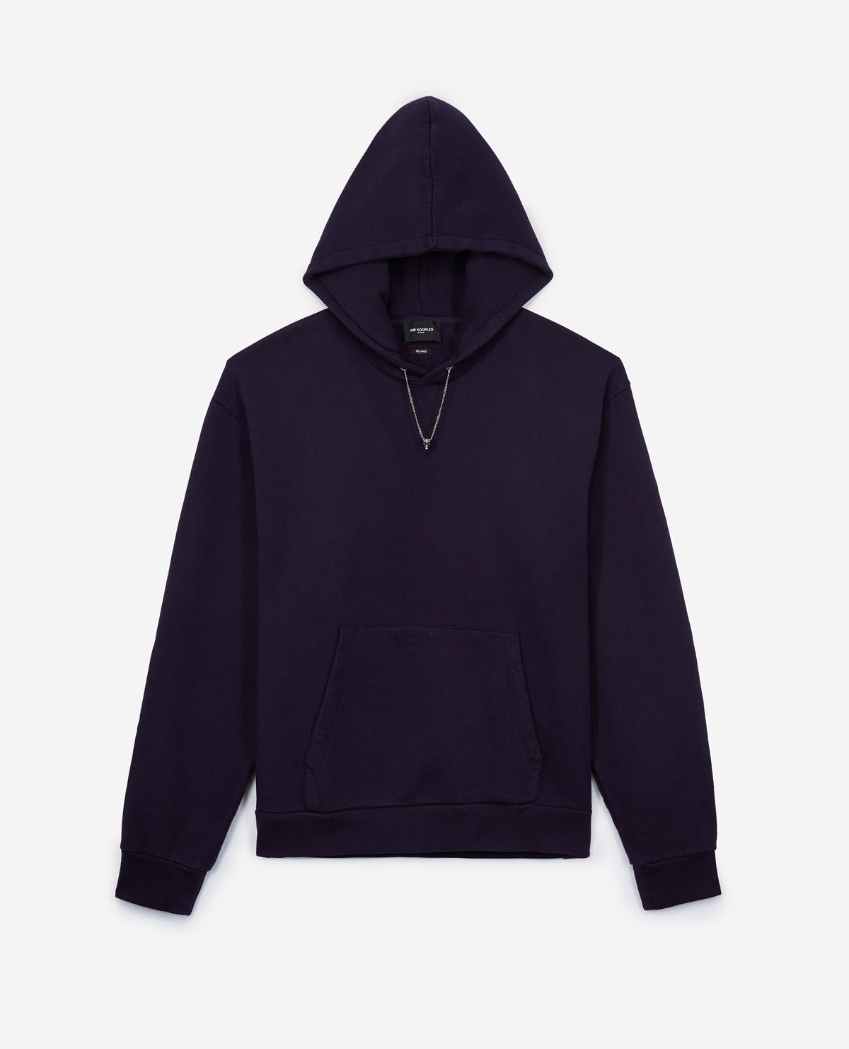 Lyst - The Kooples Purple Fleece Hoodie With Skull Necklace for Men