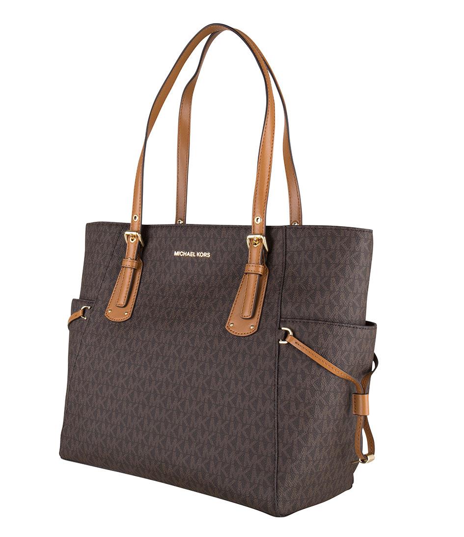 Michael Kors Leather Voyager Ew Signature Tote in Brown - Lyst